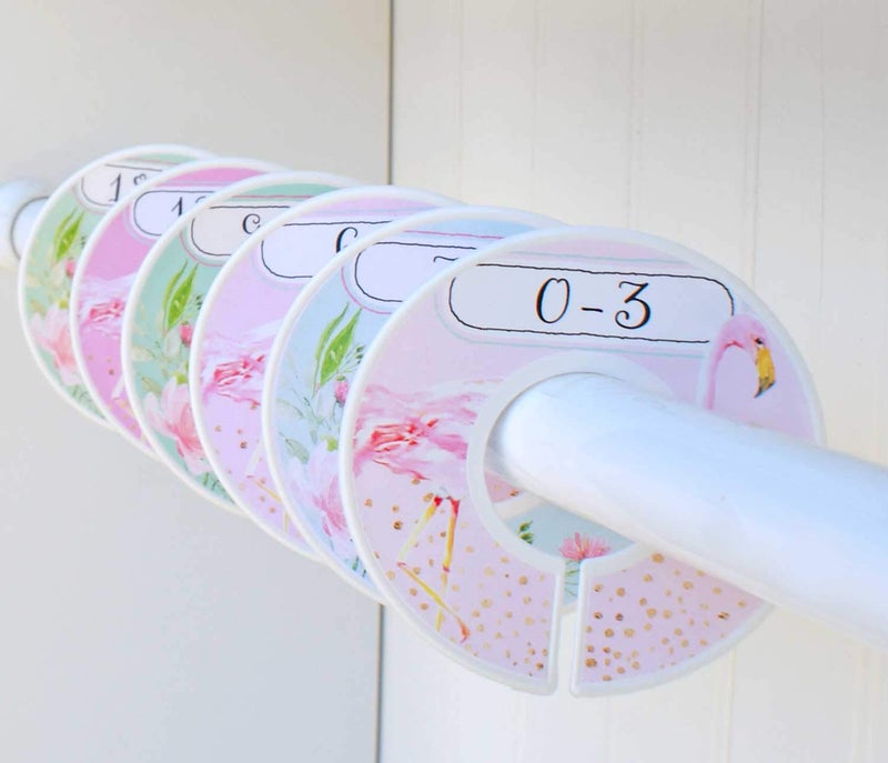 Mumsy Goose Nursery Closet Dividers Baby Girl Clothes Dividers Floral Flamingoes - Image 2